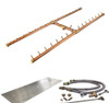 Warming Trends 62 X 25-Inch Linear Natural Gas Fire Pit Burner Kit W/ 48 X 14-Inch H-Style CROSSFIRE Brass Burner - Match Light Ignition - CFBH340NGALPL6225FK2