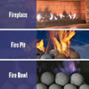 American Fire Products 4" Thunder Gray Lite Stone Fire Balls - Set of 6 - AFG-FBL-TG-6B