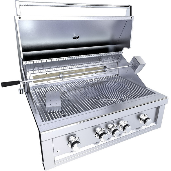 Sunstone Ruby 36-Inch 4-Burner Built-In Grill w/ Rotisserie