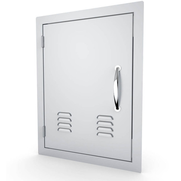 Sunstone-Grill-Classic-Series-14-Inch-Stainless-Steel-Left-Hinge-Vented-Vertical-Single-Access-Door-A-DV1420-L-Side-View
