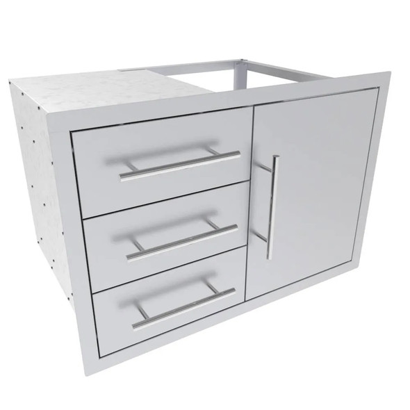 Sunstone-Grill-Texas-Series-30-Inch-Stainless-Steel-Right-Hinged-Access-Door-and-Triple-Drawer-Combo-Side-Front-View