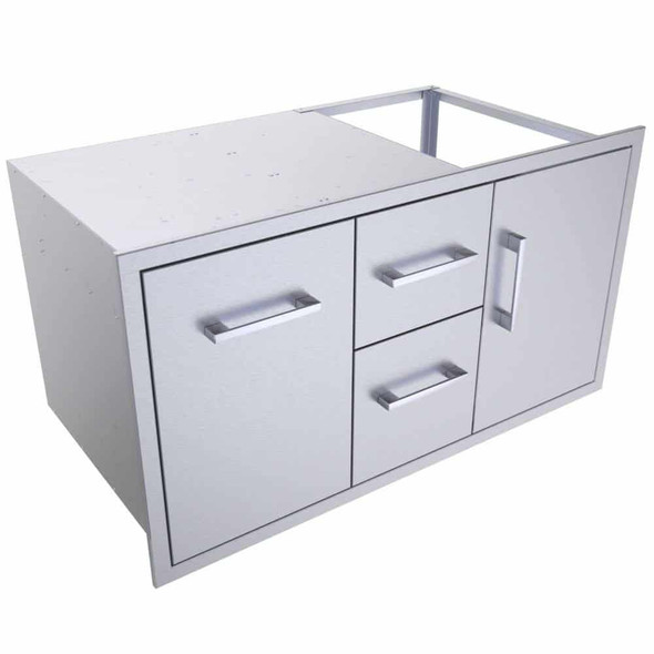 Sunstone Signature Series 36-Inch Stainless Steel Beveled Frame Double Access Drawer and Double Door Combo