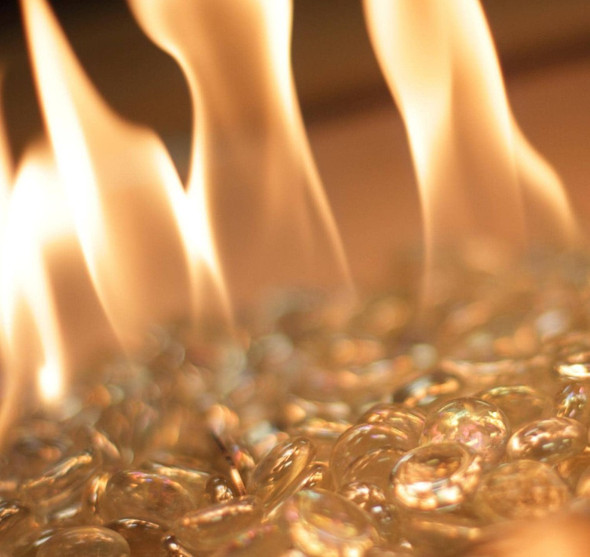 Stonefire 32 Inch Round Cast Aluminum Propane Fire Pit Table in Gray by The Outdoor GreatRoom Company