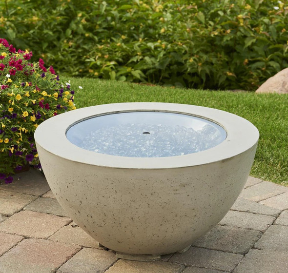 Cove 29 Inch Round GFRC Natural Gas Fire Bowl in Natural Gray by The Outdoor GreatRoom Company (Ships As Propane w/ Natural Gas Conversion Kit)