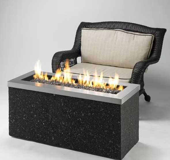 Key Largo 48 Inch Rectangular Stucco Propane Fire Pit in Stainless Steel by The Outdoor GreatRoom Company