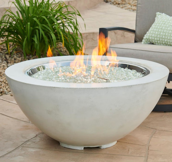 Cove 42 Inch Round GFRC Natural Gas Fire Bowl in White by The Outdoor GreatRoom Company (Ships As Propane w/ Natural Gas Conversion Kit)
