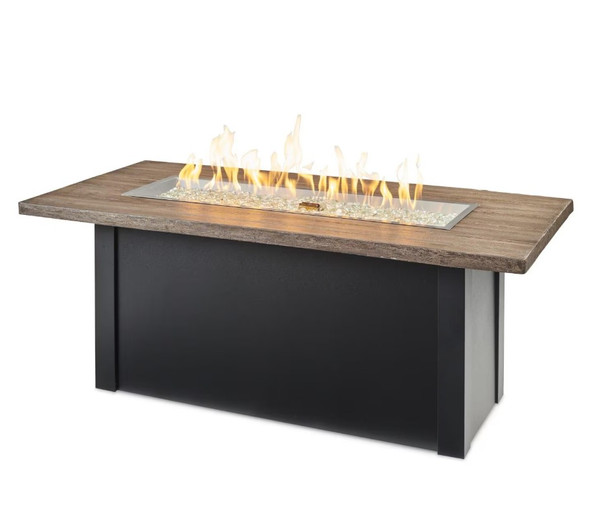 Havenwood 62 Inch Rectangular Powder Coated Steel Natural Gas Fire Pit Table in Brown by The Outdoor GreatRoom Company