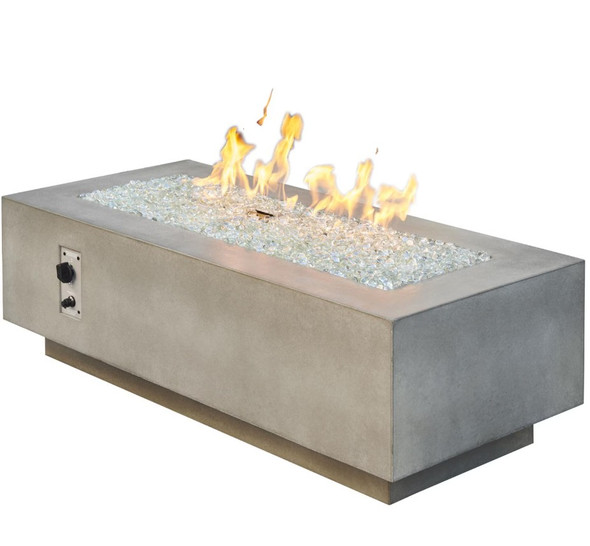 Cove 54-in Rectangular GFRC Concrete Natural Gas (Ships Propane w/ Conversion Kit) Fire Pit in Natural Gray By The Outdoor GreatRoom Company