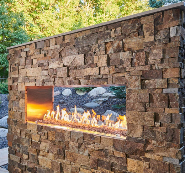 The Outdoor GreatRoom Company 40-Inch Linear Ready-to-Finish See-Through Propane Fireplace W/ Manual Ignition