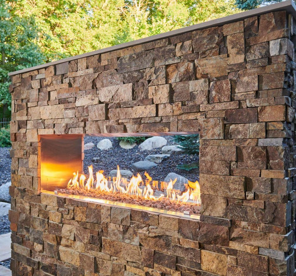 The Outdoor GreatRoom Company 40-Inch Linear Ready-to-Finish See-Through Natural Gas Fireplace W/ Direct Spark Ignition