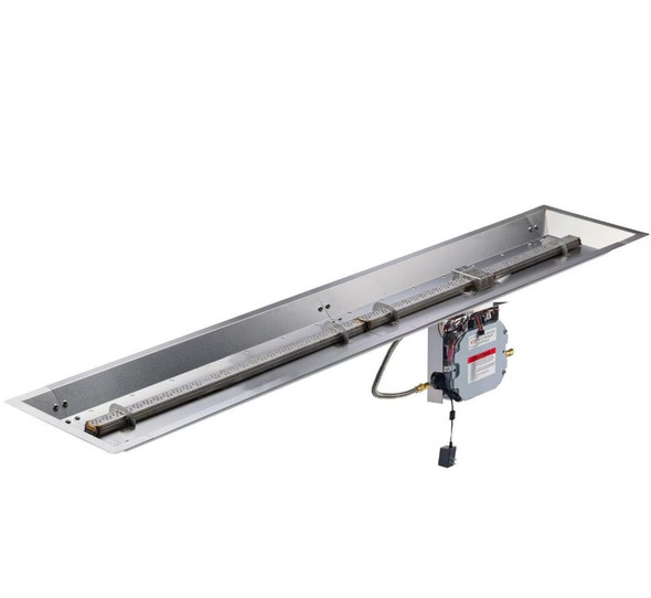 The Outdoor GreatRoom Company Crystal Fire Plus 84 X 12 Linear Electronic Ignition Propane Gas Fire Pit Burner Kit - CFP1284DSILP-B