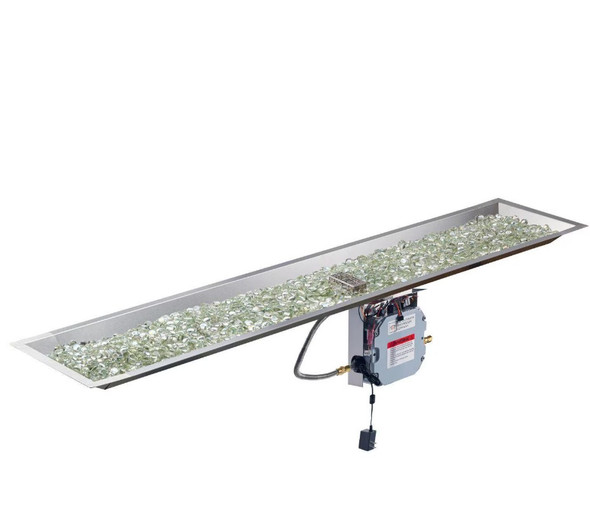 The Outdoor GreatRoom Company Crystal Fire Plus 64 X 12 Linear Electronic Ignition Natural Gas Fire Pit Burner Kit - CFP1264DSING-B