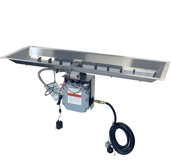 The Outdoor GreatRoom Company Crystal Fire Plus 42 X 12 Linear Electronic Ignition Natural Gas Fire Pit Burner Kit - CFP1242DSING-B