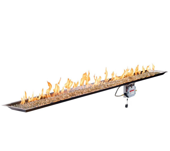 The Outdoor GreatRoom Company Crystal Fire Plus 120 X 12 Linear Electronic Ignition Natural Gas Fire Pit Burner Kit - CFP12120DSING-B