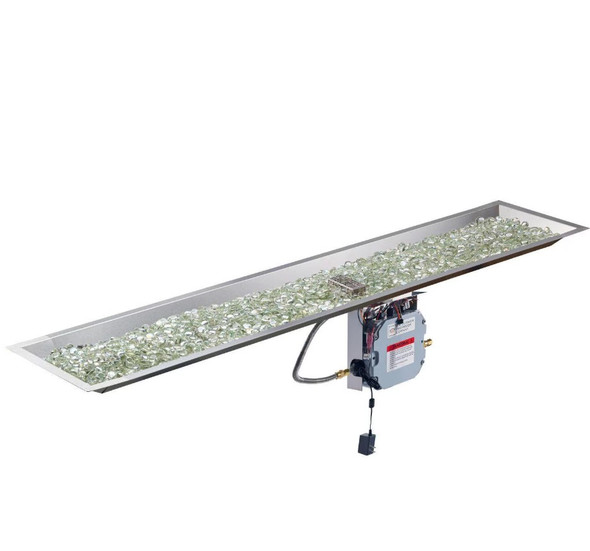 The Outdoor GreatRoom Company Crystal Fire Plus 64 X 12 Linear Electronic Ignition Propane Gas Fire Pit Burner Kit - CFP1264DSILP-B