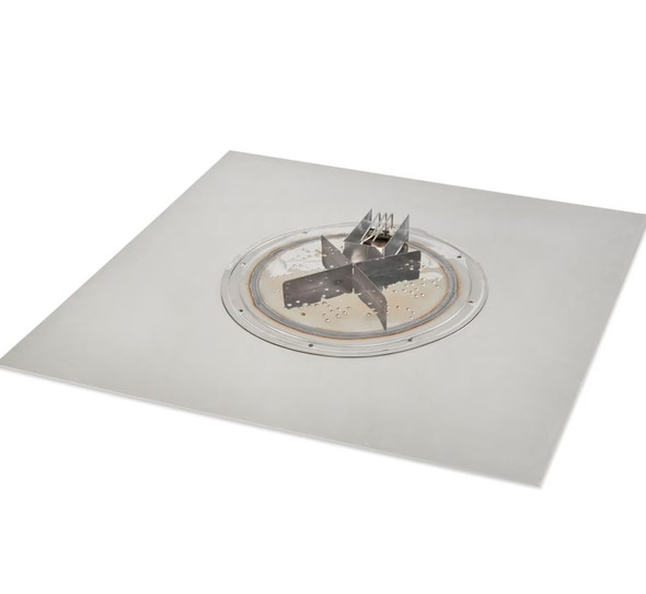 The Outdoor GreatRoom Company Crystal Fire Plus 36 Inch Flat Square 106,000 BTU Natural Gas Fire Pit Burner Kit w/ Direct Spark Ignition - Stainless Steel