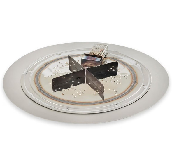 The Outdoor GreatRoom Company Crystal Fire Plus 24 Inch Flat Round 55,000 BTU Propane Fire Pit Burner Kit - Stainless Steel