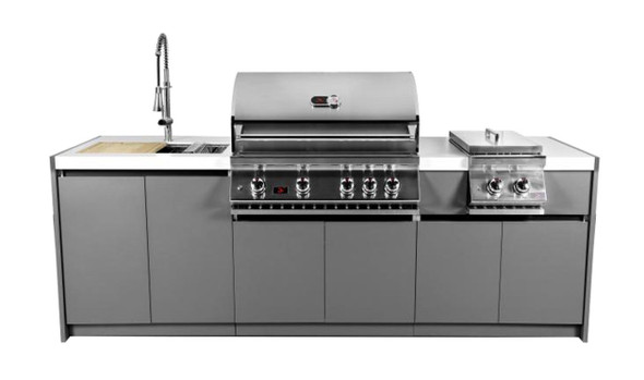 Whistler 4-Burner 96 x 28-Inch Gas Grill Island with Infrared Rear Burner, Sink, Double Side Burner, and Rotisserie Kit