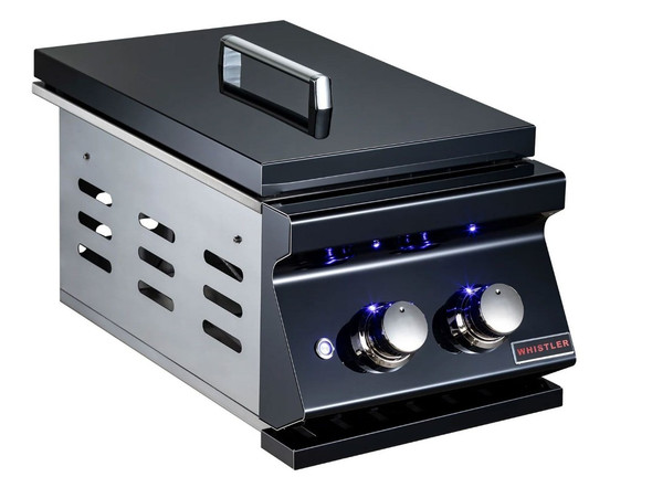 Whistler 31-Inch Stainless Steel Side Burner Cabinet with Gas Double Side Burner - Black Stainless