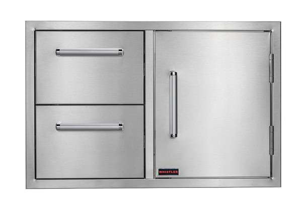 Whistler 33-Inch Stainless Steel Double Drawer and Door Combo with Paper Towel Holder
