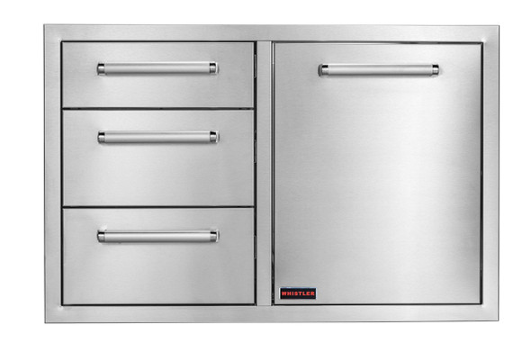 Whistler 33-Inch Stainless Steel Triple Drawer and Trash Can/Propane Tank Drawer