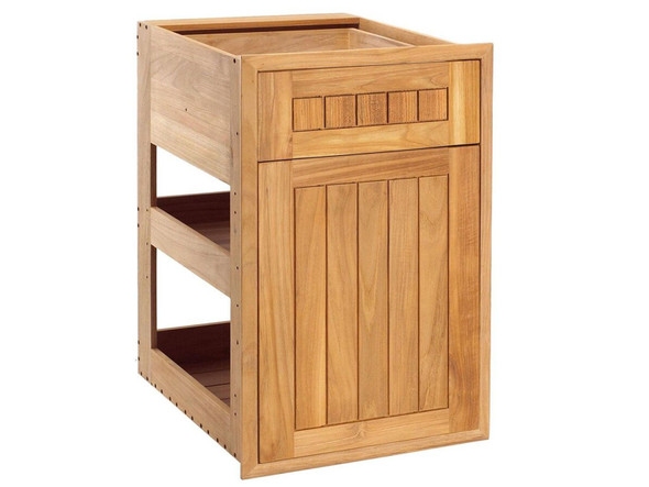 Pacific Teak Millworks 18 Inch Cottage Panel Drawer/Door Combo W/ Shelf - C11S-18C