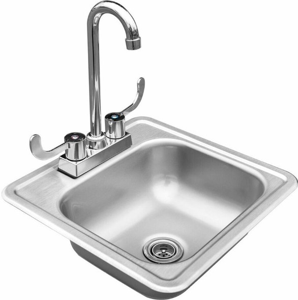 Summerset 15-Inch Stainless Steel Drop-in Sink with Hot/Cold Faucet - SNK-15D
