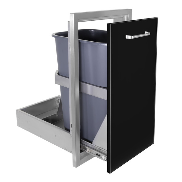 Wildfire 14-Inch Black 304 Stainless Steel Roll-Out Trash Bin