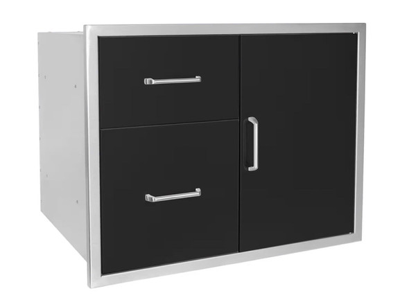 Wildfire 30 x 21 Black 304 Stainless Steel Right-Hinged Access Door & Double Drawer Combo