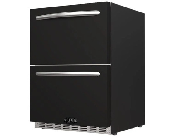 Wildfire 24-Inch 5.3 Cu. Ft. Dual Drawer  Outdoor Refrigerator w/Black Stainless Steel