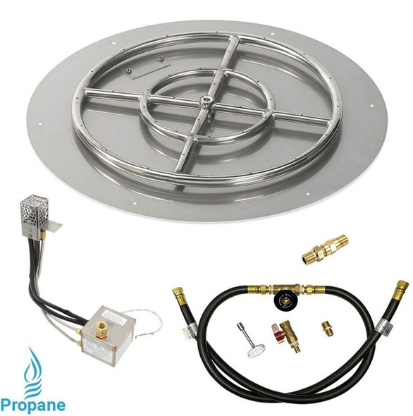 American Fire Products 24" Round Stainless Steel Flat Pan with AWEIS System (18" Ring) - Propane - SS-RFPAWEIS-P-24