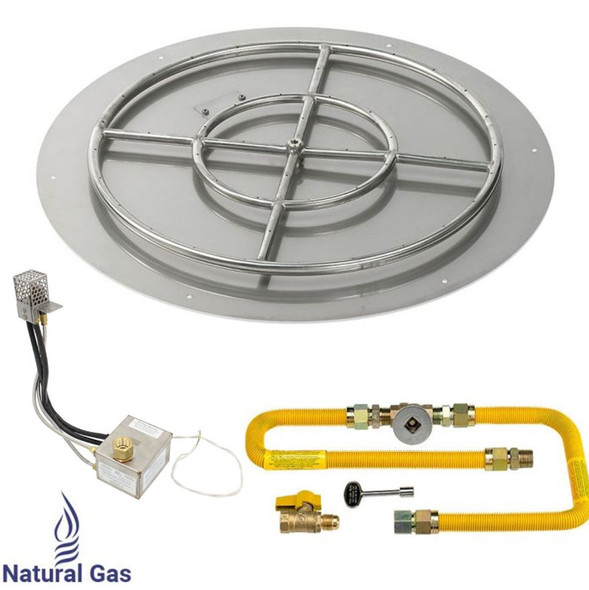 American Fire Products 30" Round Stainless Steel Flat Pan with AWEIS System (24" Ring) - Natural Gas - SS-RFPAWEIS-N-30H