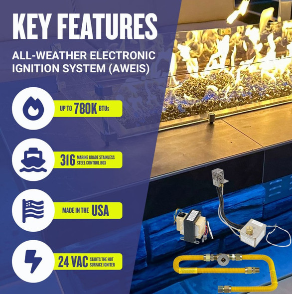American Fire Products 30" Round Stainless Steel Flat Pan with AWEIS System (24" Ring) - Natural Gas - SS-RFPAWEIS-N-30H