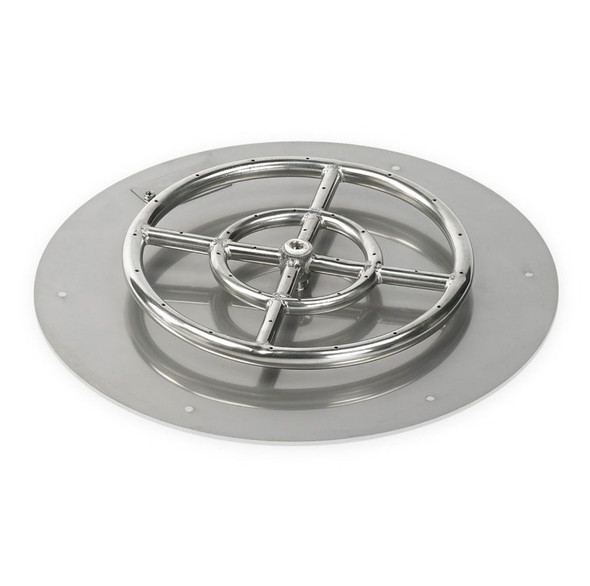 American Fire Products 18" Round Stainless Steel Flat Pan With 12" Fire Ring - SS-RFP-18-ASBL