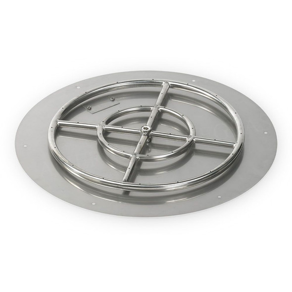 American Fire Products 24" Round Stainless Steel Flat Pan With 18" Fire Ring - SS-RFP-24-ASBL