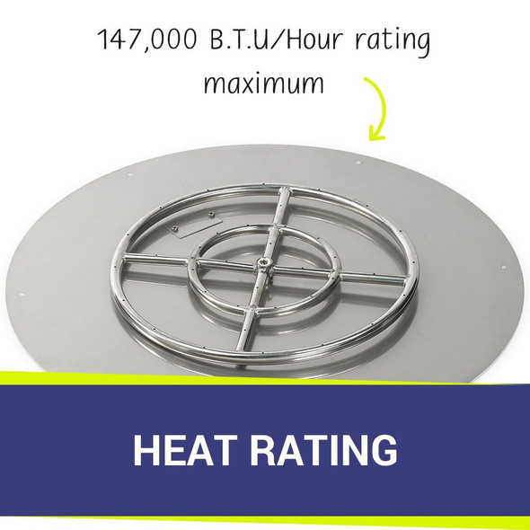 American Fire Products 30" Round Stainless Steel Flat Pan With 18" Fire Ring - SS-RFP-30-ASBL