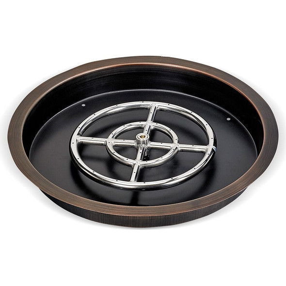 American Fire Products 19” Round Oil Rubbed Bronze Drop-In Pan with 12” Ring Burner - OB-RSP-19-ASBL