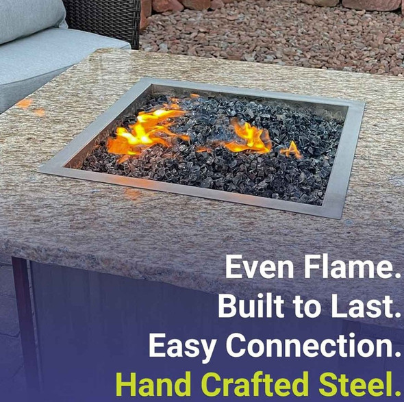 American Fire Products 18" Stainless Steel Square Drop In Pan With 12" Fire Ring - SS-SQP-18-ASBL