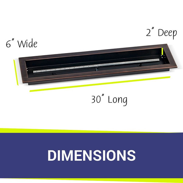 American Fire Products 30" x 6" Oil Rubbed Bronze Linear Drop-In Fire Pit Pan - OB-LCB-30