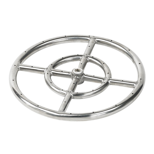 American Fire Products 12" Double-Ring Stainless Steel Burner with a 1/2" Inlet  - SS-FR-12