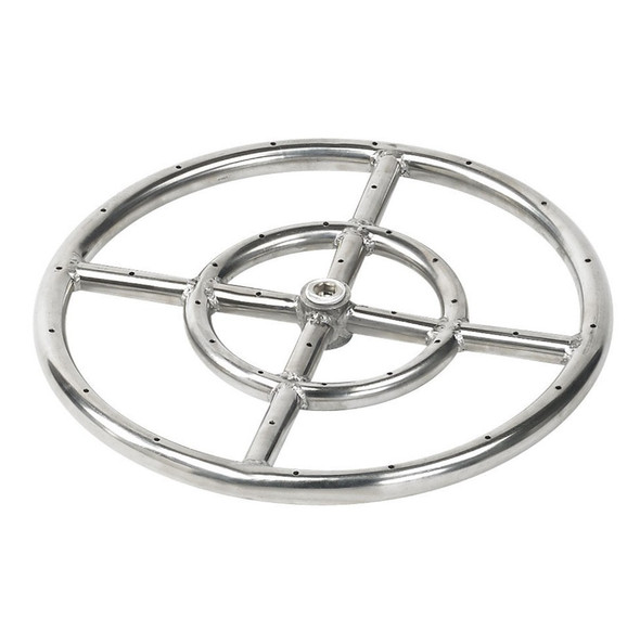 American Fire Products 12" Double-Ring Stainless Steel Burner with a 1/2" Inlet - SS-FR-12