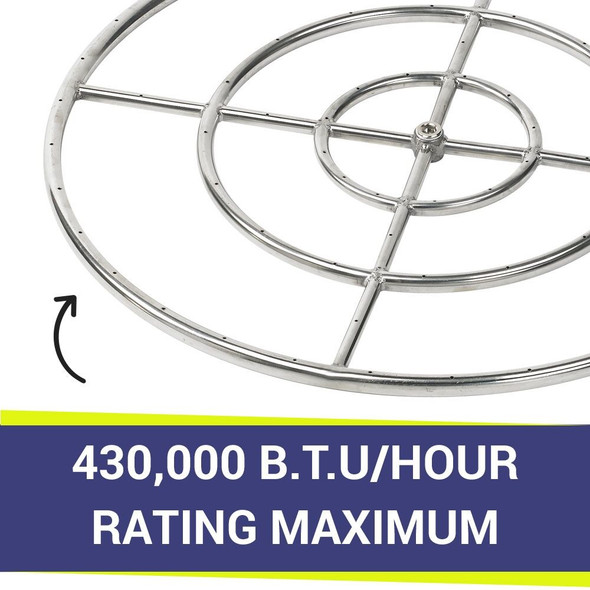 American Fire Products 30" Triple-Ring Stainless Steel Burner with a 3/4" Inlet - SS-FR-30