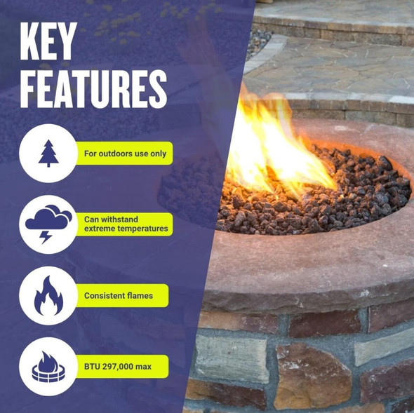 American Fire Products 30" Triple-Ring Stainless Steel Burner with a 3/4" Inlet - SS-FR-30