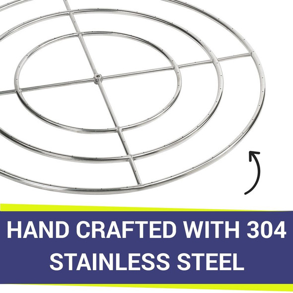 American Fire Products 48" Triple-Ring Stainless Steel Burner with a 3/4" Inlet - SS-FR-48