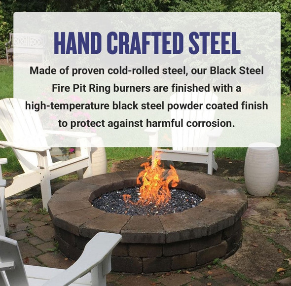 American Fire Products 12” Double-Ring Black Steel Burner with a 1/2“ Inlet - BK-FR-12