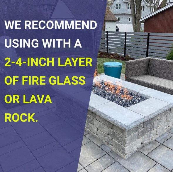 American Fire Products 12" x 6" Stainless Steel H-Style Burner - Natural Gas - SS-H-12