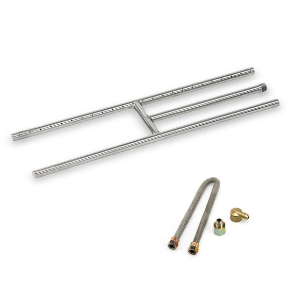 American Fire Products 24" x 6" Stainless Steel H-Style Burner - Natural Gas - SS-H-24