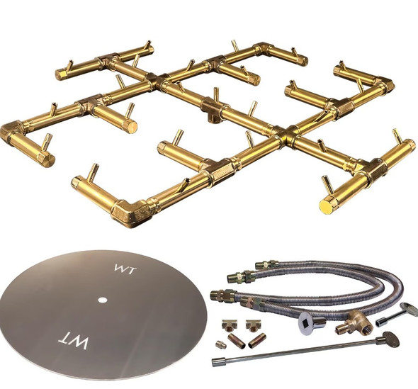 Warming Trends 42-Inch Round Natural Gas Fire Pit Burner Kit W/ 30.5-Inch Original CROSSFIRE Brass Burner - Match Light Ignition - CFB300NGALPL42CFK2