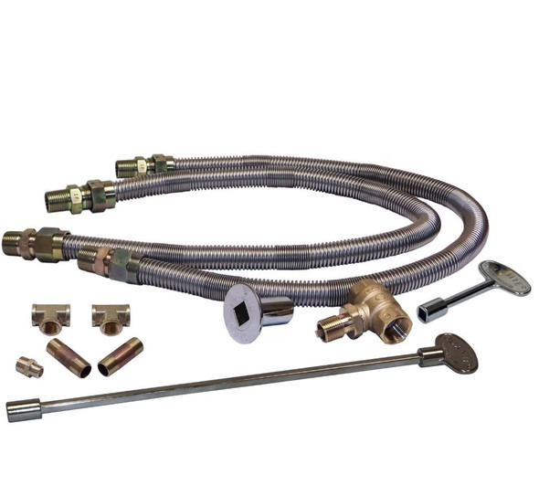 Warming Trends 66 X 14-Inch Linear Natural Gas Fire Pit Burner Kit W/ 60 X 7.5-Inch Tree-Style CROSSFIRE Brass Burner - Match Light Ignition - CFBT410NGALPL6614FK2