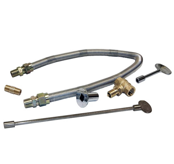 Warming Trends 28 X 11-Inch Linear Natural Gas Fire Pit Burner Kit W/ 22 X 5.25-Inch Tree-Style CROSSFIRE Brass Burner - Match Light Ignition - CFBT170NGALPL2811FK1